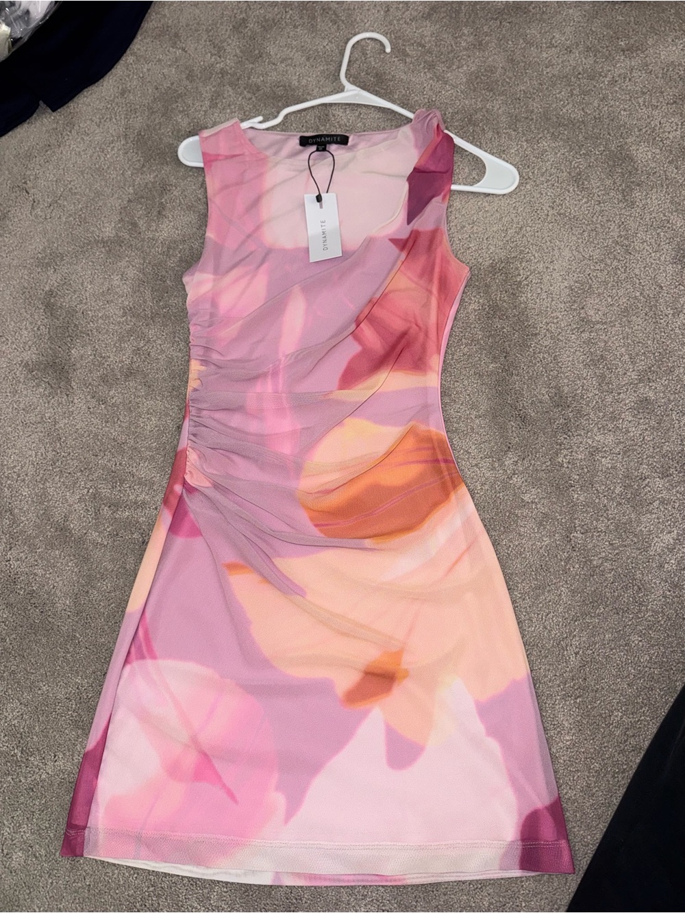 Dynamite Pink and Peach Abstract Mini Dress